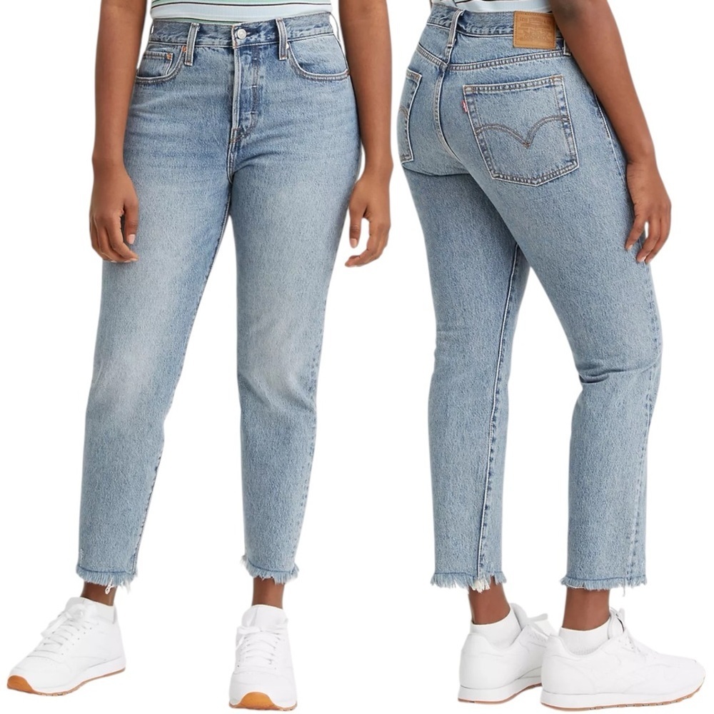 Levi’s Premium Wedgie Icon Fit Ankle Jeans Shut Up Medium Wash W26 Distressed